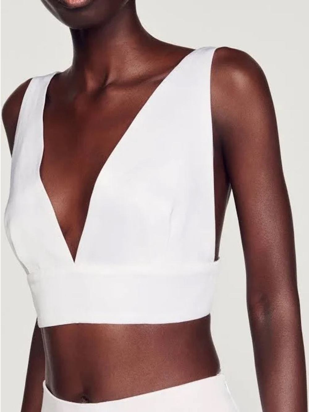 Sandro white top original with tag size large Plunging V-Neck White Crop Top